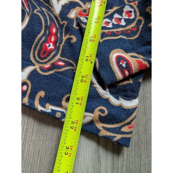 Charter Club Womens Paisley Button Cardigan Sweater M 100% Cotton Navy/Red - Picture 4 of 7